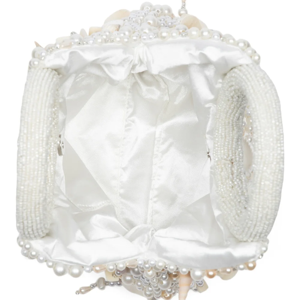 Chic Pearl Shell Beaded Clutch Handbag